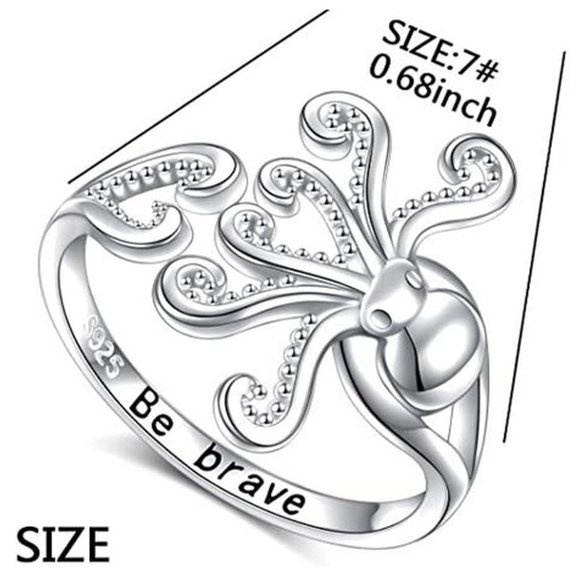 OCTOPUS S925 STERLING SILVER Adjustable RING - Picture 3 of 3